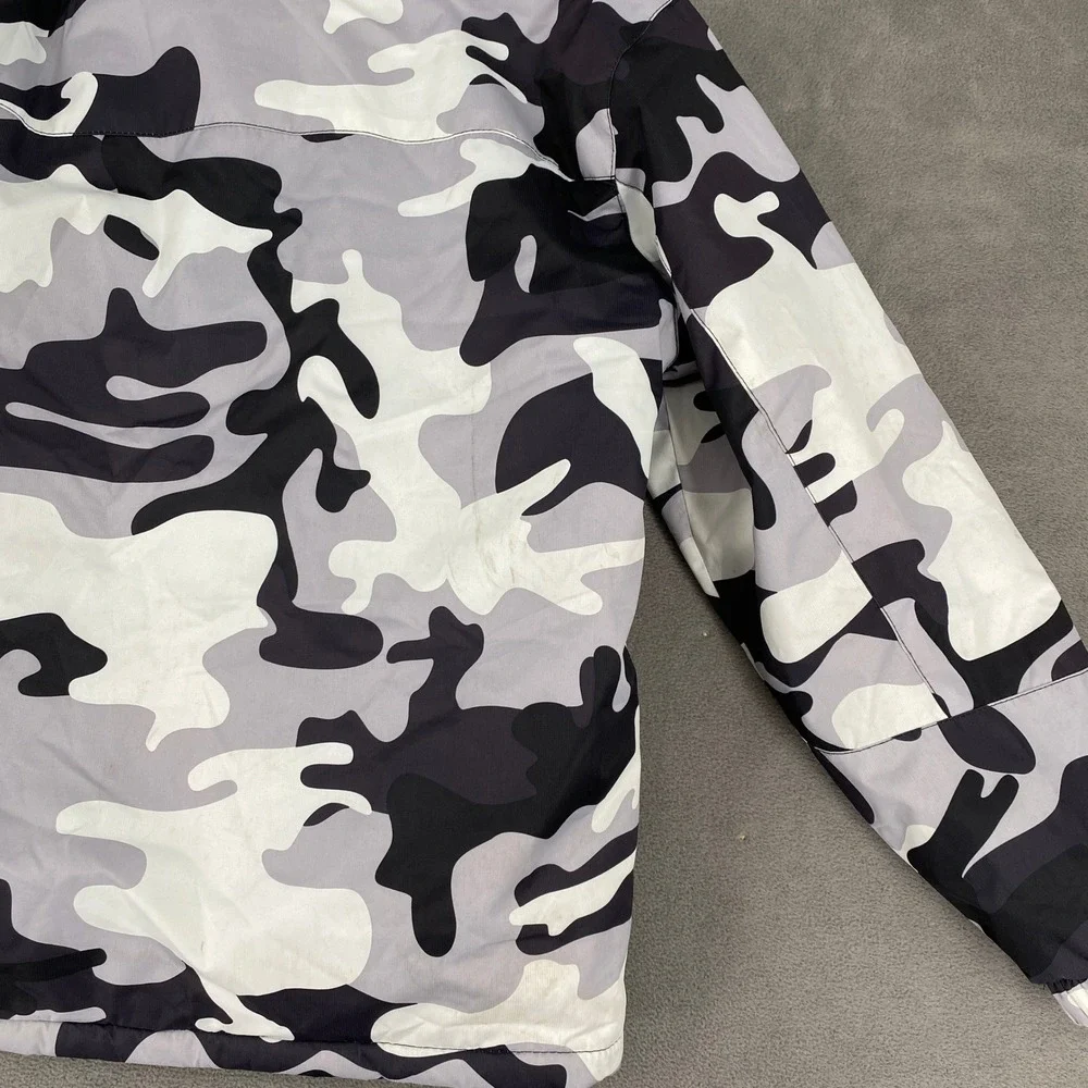 Keevoom Boys Camo Ski Jacket Grey Black Fleece Lined Waterproof Size 10-12